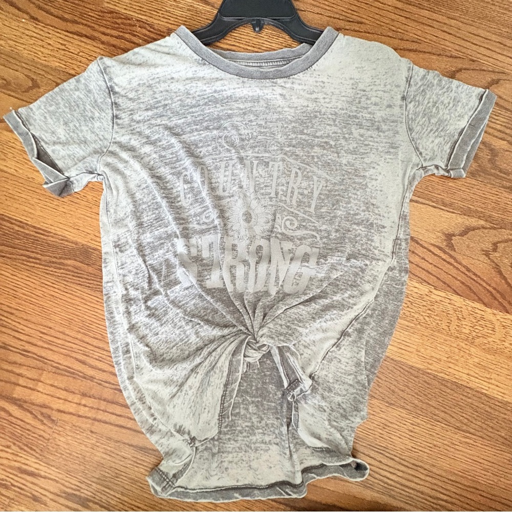 Casual Gray Knotted Short Sleeve raglan style  Tee